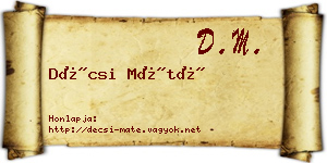 Décsi Máté névjegykártya