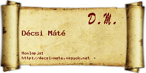 Décsi Máté névjegykártya